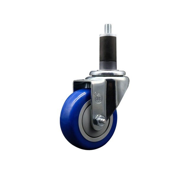 3.5'' Blue Poly Wheel Swivel 1-1/4'' Expanding Stem Caster